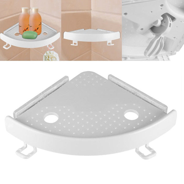Fan-Shaped Corner Bathroom Shelf – No-Drill Wall-Mounted Storage Rack with Strong Suction