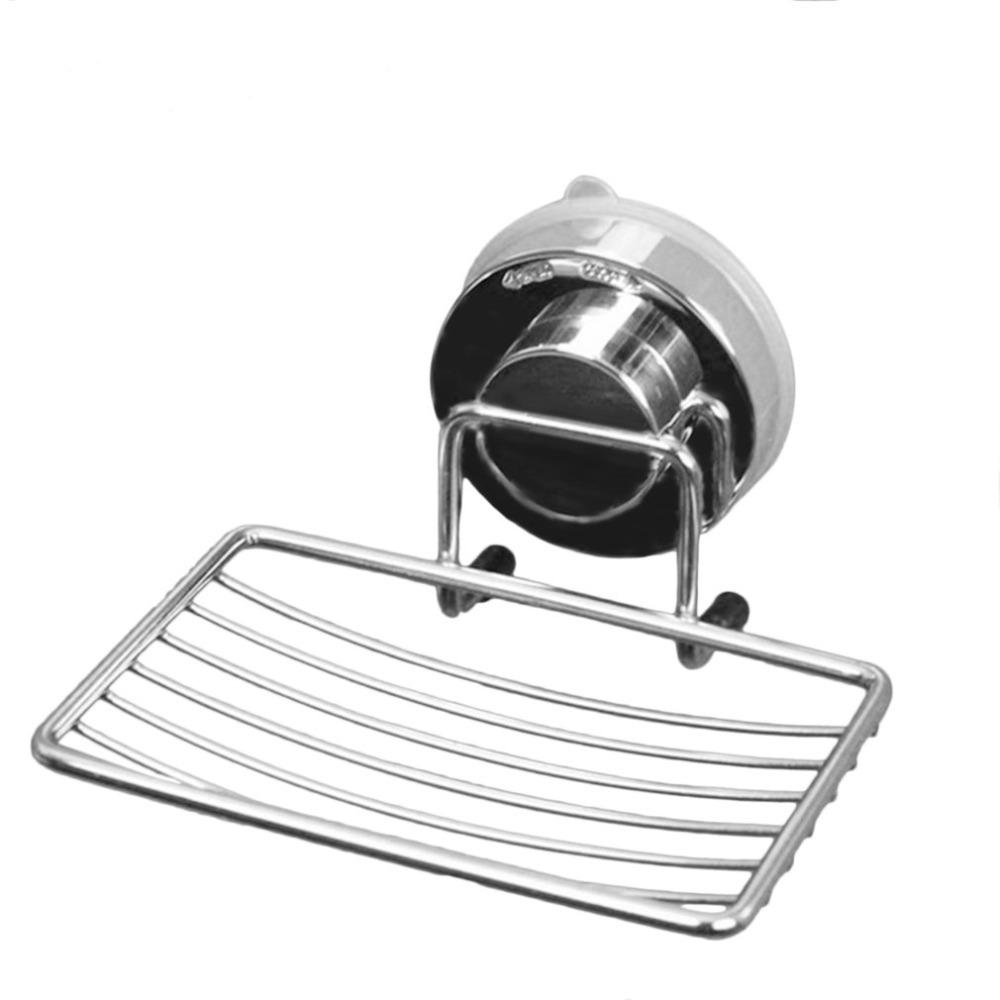 Rust-resistant Stainless Steel Wall-mounted Strong Vacuum Suction Cup Soap Dish Holder Bathroom Accessories Shower Basket Rack