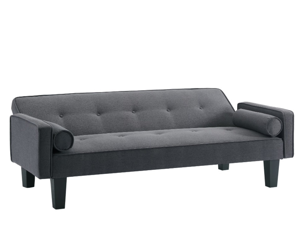 Mid-Century Modern Fabric Loveseat Sofa with Pillows – Button-Tufted Upholstery & Pull Point Design for Living Room Furniture