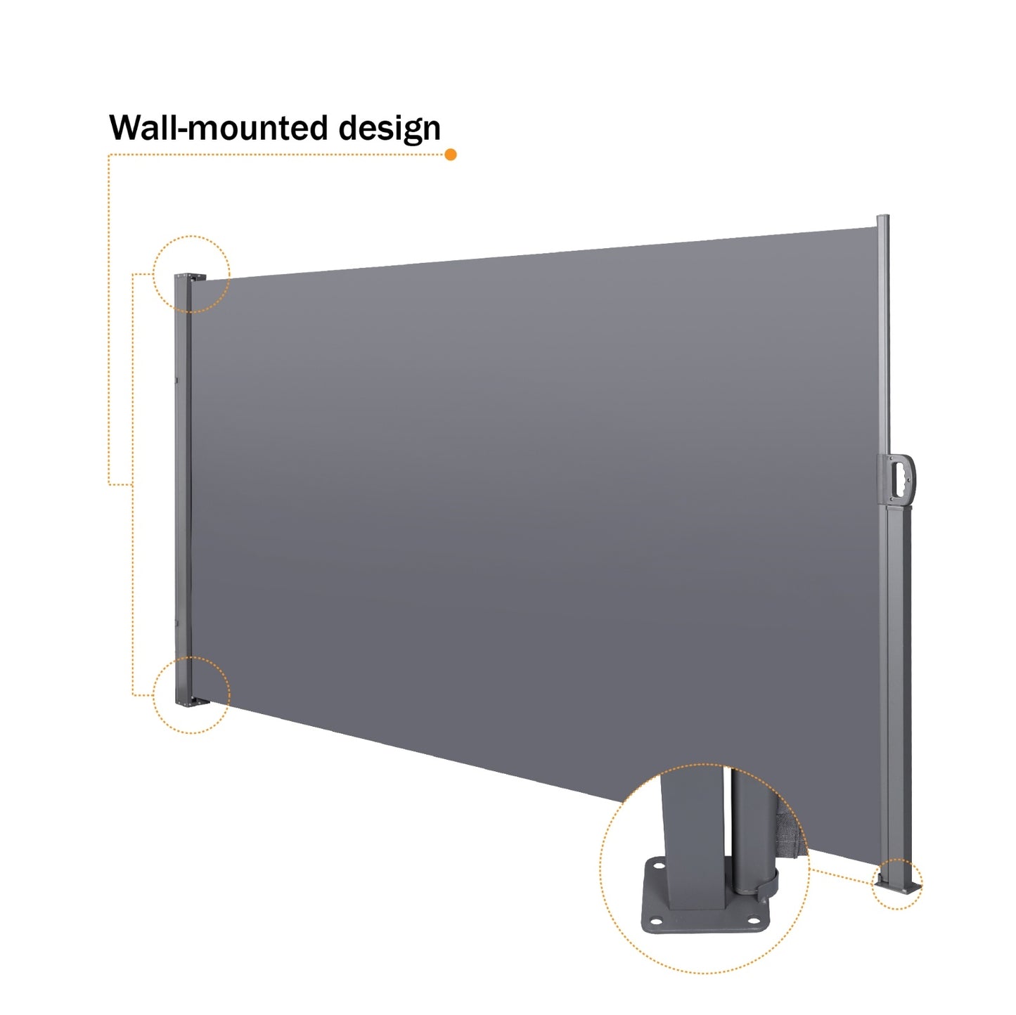 Retractable Side Screen Awning – UV Resistant, Waterproof Patio Privacy Divider for Outdoor Spaces – Grey