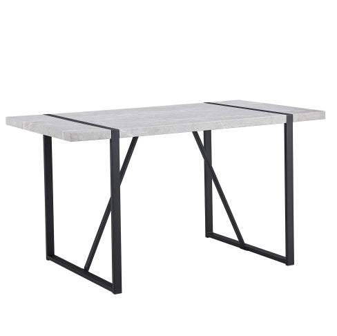 55" Modern Rectangular Dining Table – Gray MDF & Metal Frame, Seats 4 (Table Only)