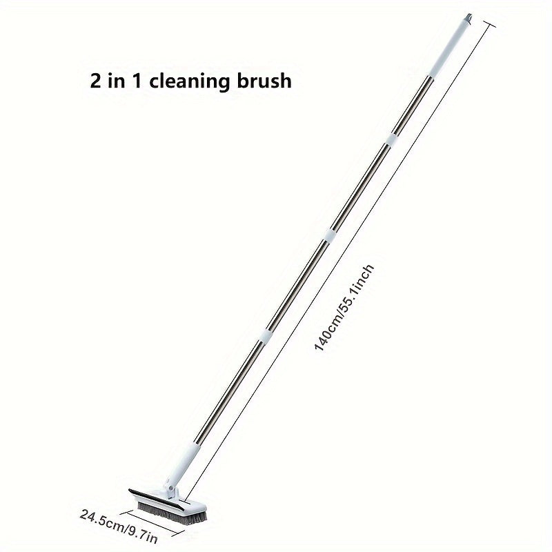 2-in-1 Rotating Long-Handle Cleaning Brush – Heavy-Duty ABS & Stainless Steel, No-Power Scrubber for Bathroom, Kitchen & More