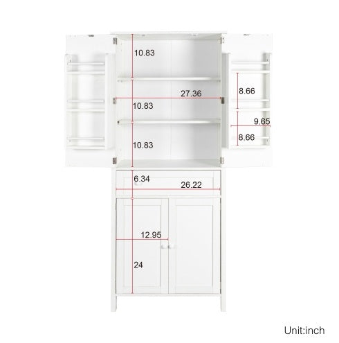 Tall Kitchen Cabinet – 70.87" Pantry Storage with Drawer & Shelves, White Finish
