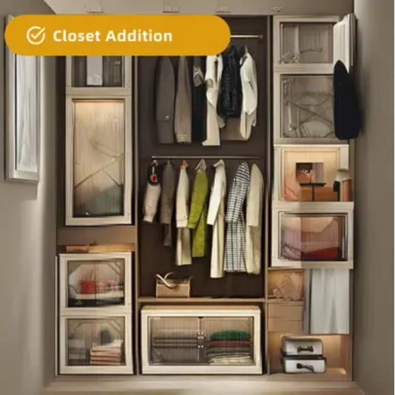 172 QT Foldable Storage Box – 21.6" Wide, 3-Tier Large-Capacity Organizer with Clear Door | Easy Access, Space-Saving Design, Ideal for Moving