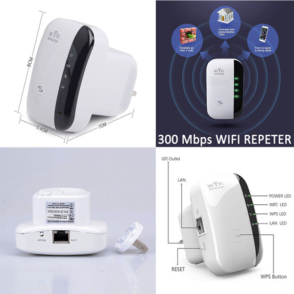 WiFi Repeater & Range Extender – 300Mbps Wireless Signal Booster with AP Mode