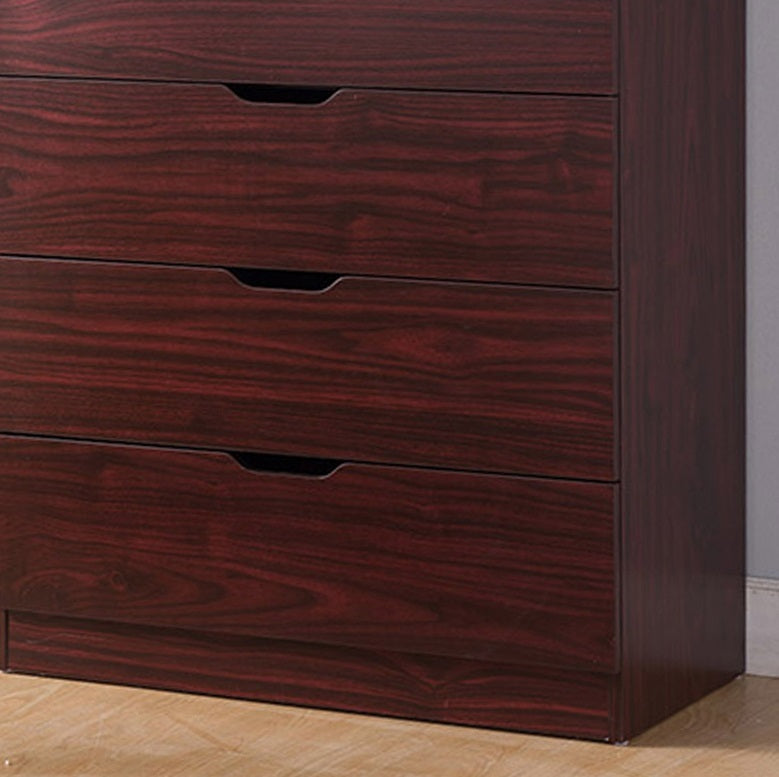 5-Drawer Bedroom Dresser – Mahogany Finish with Cut-Out Handles