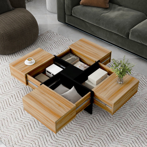 Modern Coffee Table with 4 Hidden Storage Compartments – Unique Design for Stylish & Functional Living Room Organization