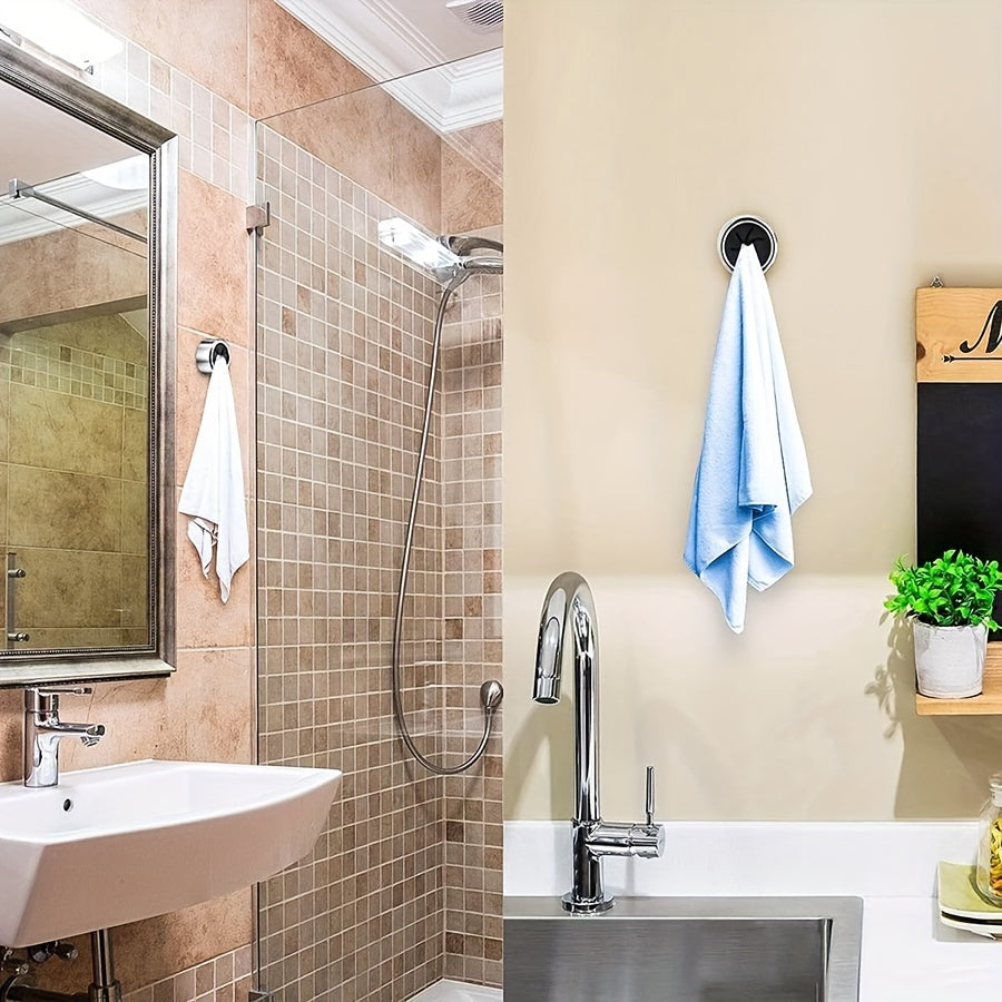 2pcs Round Self-Adhesive Towel Holders – No-Drill Wall & Cabinet Mount for Kitchen and Bathroom