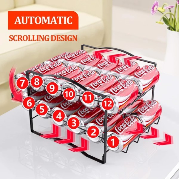 Set of 2 Stackable Soda Can Dispenser Racks – Holds 48 Cans, Fridge & Countertop Organizer