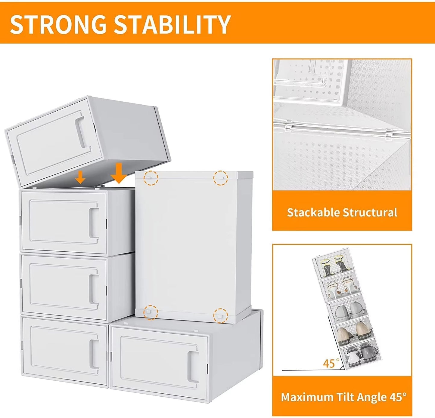 15-Pack Foldable Shoe Storage Boxes โ Stackable Clear Organizer Bins with Drawers