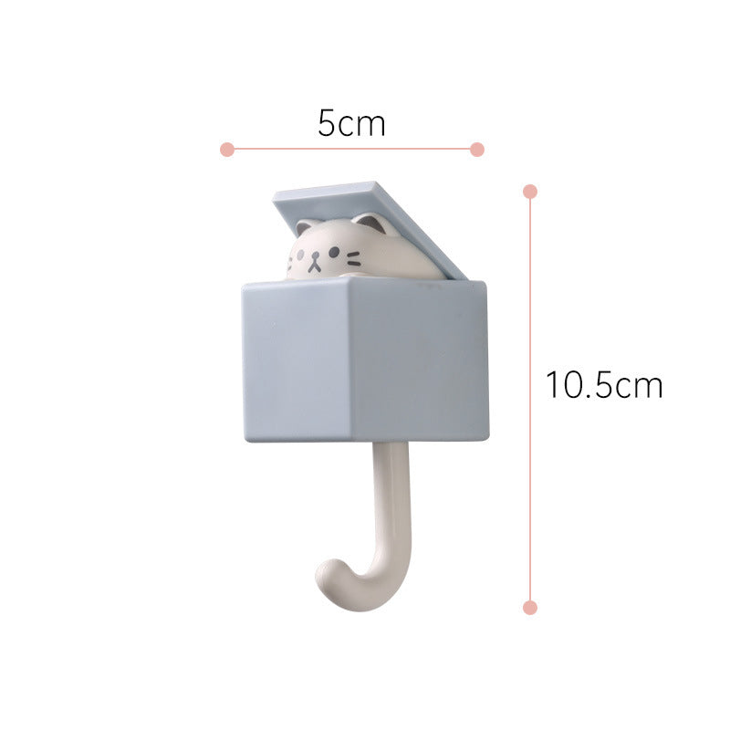 1/2-Pack Punch-Free Retractable Cat Wall Hooks – Cute & Strong Adhesive Utility Hooks for Kitchen, Bathroom