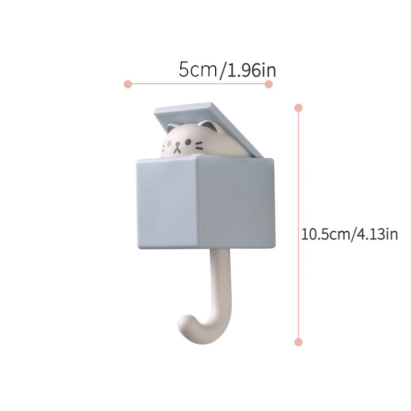 1/2-Pack Punch-Free Retractable Cat Wall Hooks – Cute & Strong Adhesive Utility Hooks for Kitchen, Bathroom