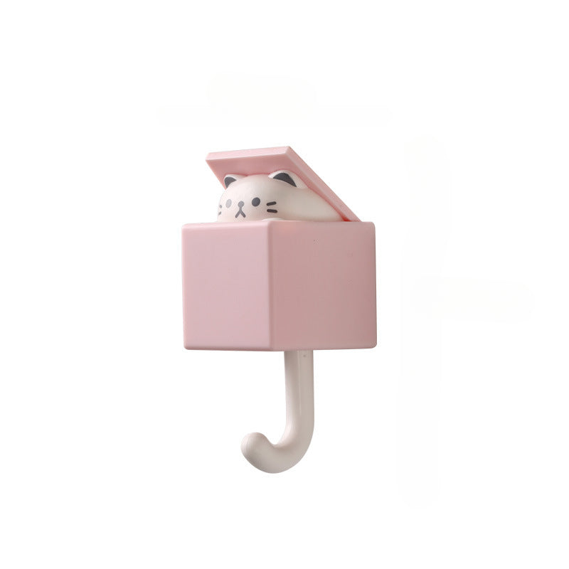 1/2-Pack Punch-Free Retractable Cat Wall Hooks – Cute & Strong Adhesive Utility Hooks for Kitchen, Bathroom