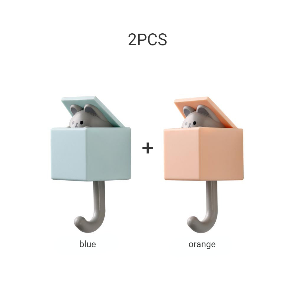 1/2-Pack Punch-Free Retractable Cat Wall Hooks – Cute & Strong Adhesive Utility Hooks for Kitchen, Bathroom