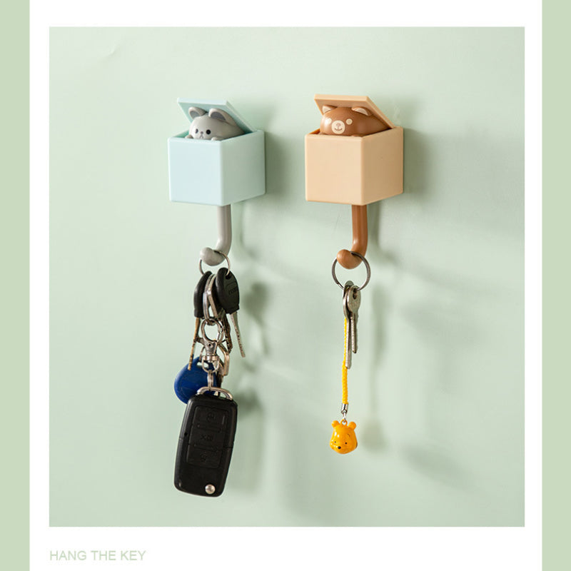1/2-Pack Punch-Free Retractable Cat Wall Hooks – Cute & Strong Adhesive Utility Hooks for Kitchen, Bathroom