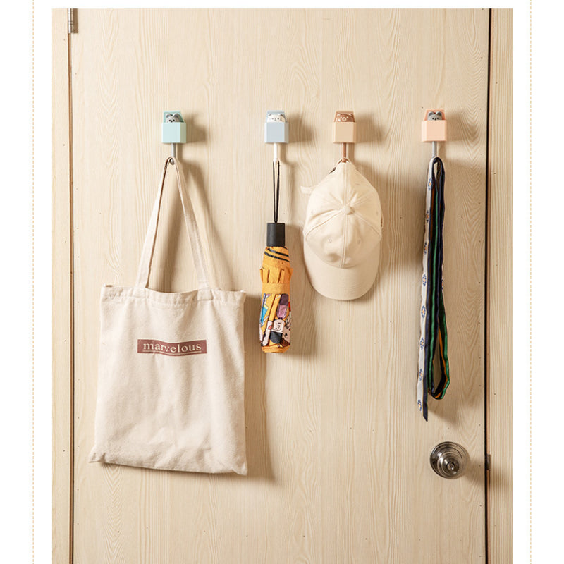 1/2-Pack Punch-Free Retractable Cat Wall Hooks – Cute & Strong Adhesive Utility Hooks for Kitchen, Bathroom