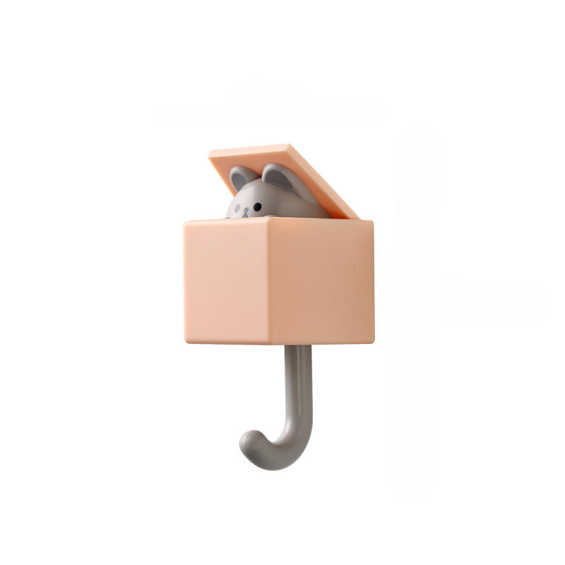 1/2-Pack Punch-Free Retractable Cat Wall Hooks – Cute & Strong Adhesive Utility Hooks for Kitchen, Bathroom