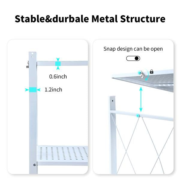 5-Layer Foldable Metal Storage Shelf with Wheels – Heavy-Duty Carbon Steel Organizer (65" Tall)