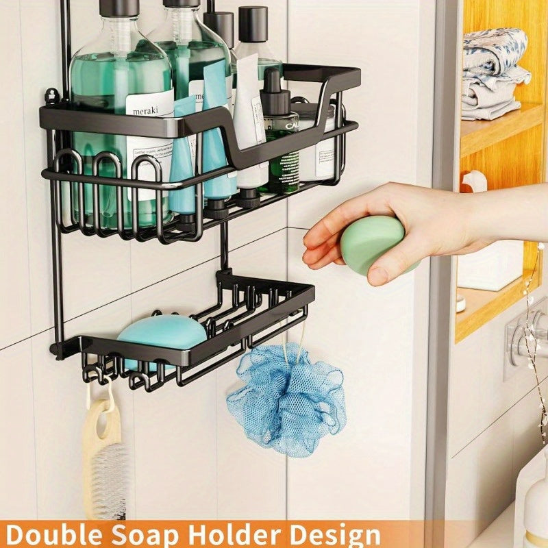 3-Tier Rustproof Shower Caddy – Large Capacity Hanging Organizer with 16 Hooks & Dual Soap Holder