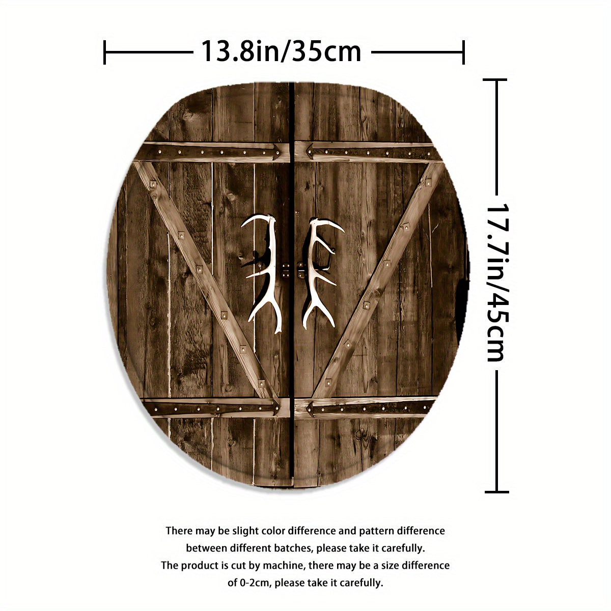 4-Piece Rustic Antler Shower Curtain Set – Wooden Door Design with Toilet Mat, Lid Cover & Rug