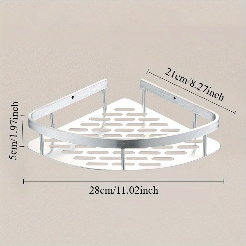 Stainless Steel Corner Shower Caddy – No-Drill Wall-Mounted Shelf with Slatted Design, Rustproof & Space-Saving for Bathroom or Kitchen