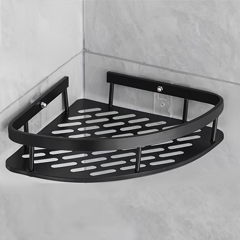 Stainless Steel Corner Shower Caddy – No-Drill Wall-Mounted Shelf with Slatted Design, Rustproof & Space-Saving for Bathroom or Kitchen