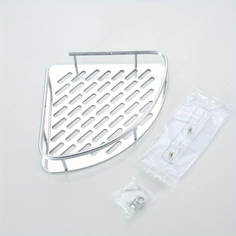 Stainless Steel Corner Shower Caddy – No-Drill Wall-Mounted Shelf with Slatted Design, Rustproof & Space-Saving for Bathroom or Kitchen