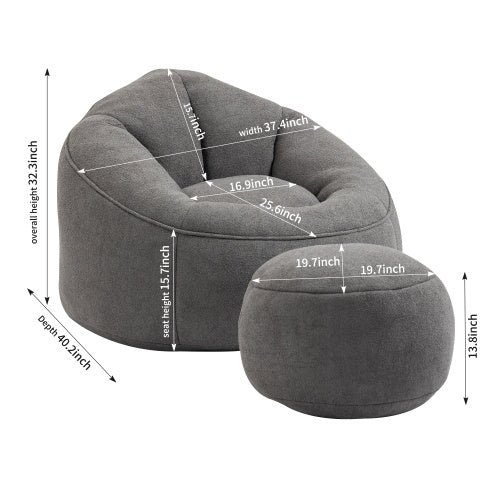 High-Pressure Foam Bean Bag Chair with Footrest – Padded Bedding Sofa Seat