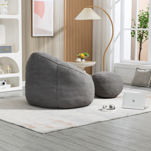 High-Pressure Foam Bean Bag Chair with Footrest – Padded Bedding Sofa Seat
