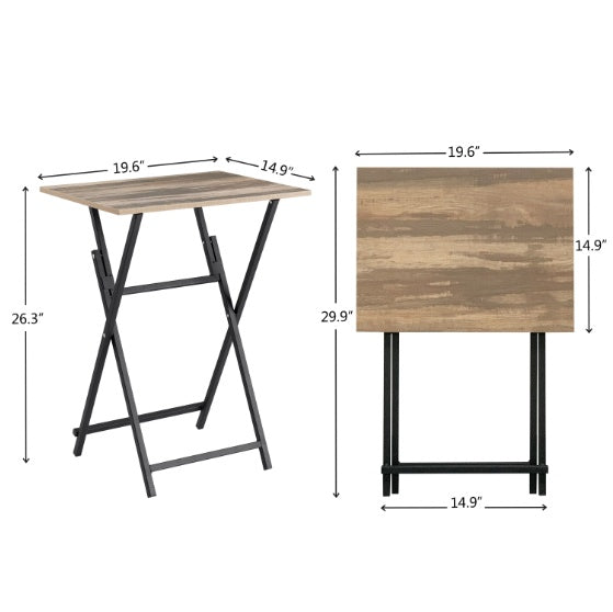 2 Pcs Folding TV Tray Table Set - Slate Color