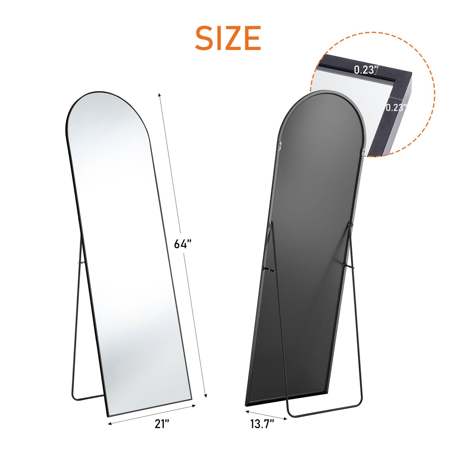 Floor Standing Mirror with Stand – Thin Aluminum Alloy Frame