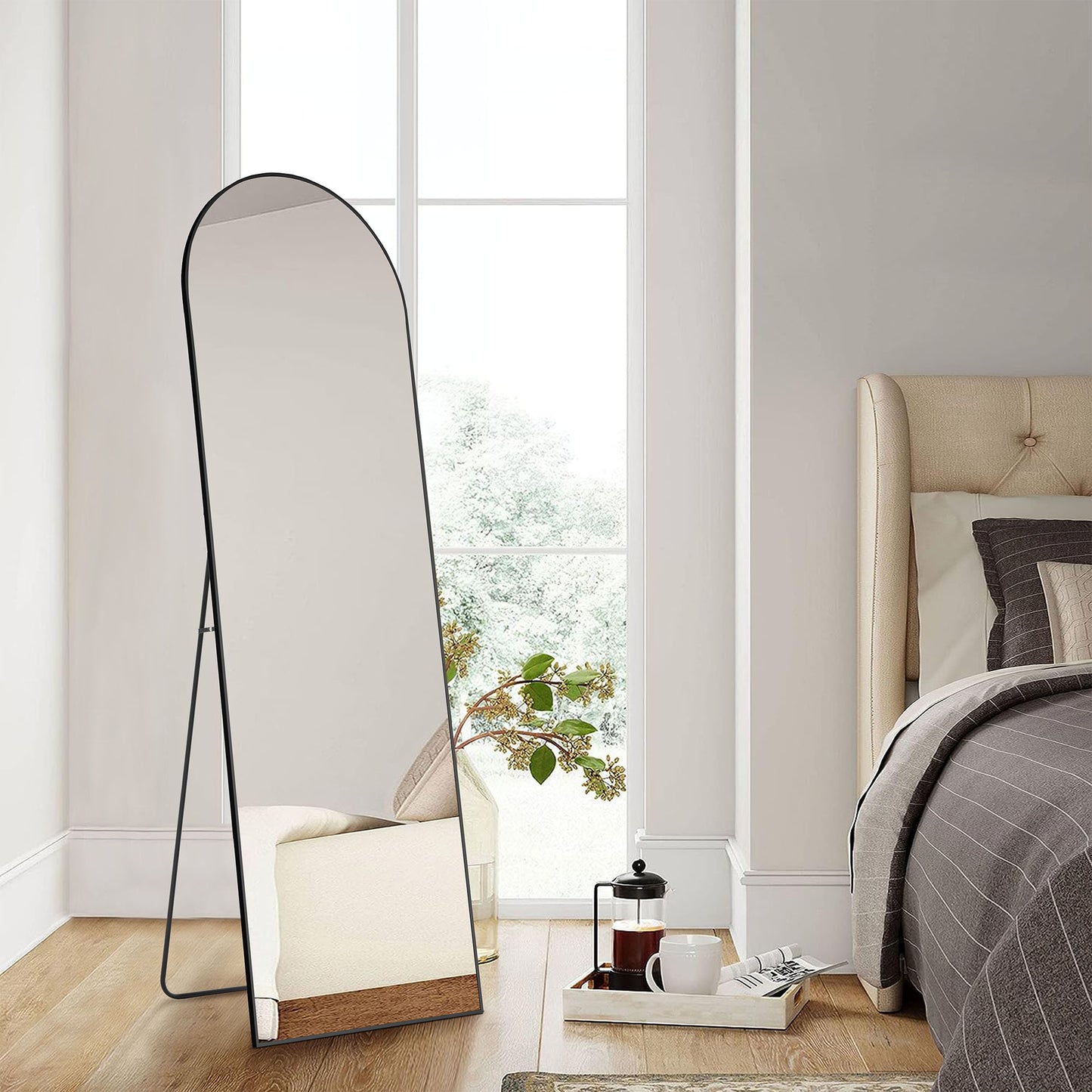 Floor Standing Mirror with Stand – Thin Aluminum Alloy Frame