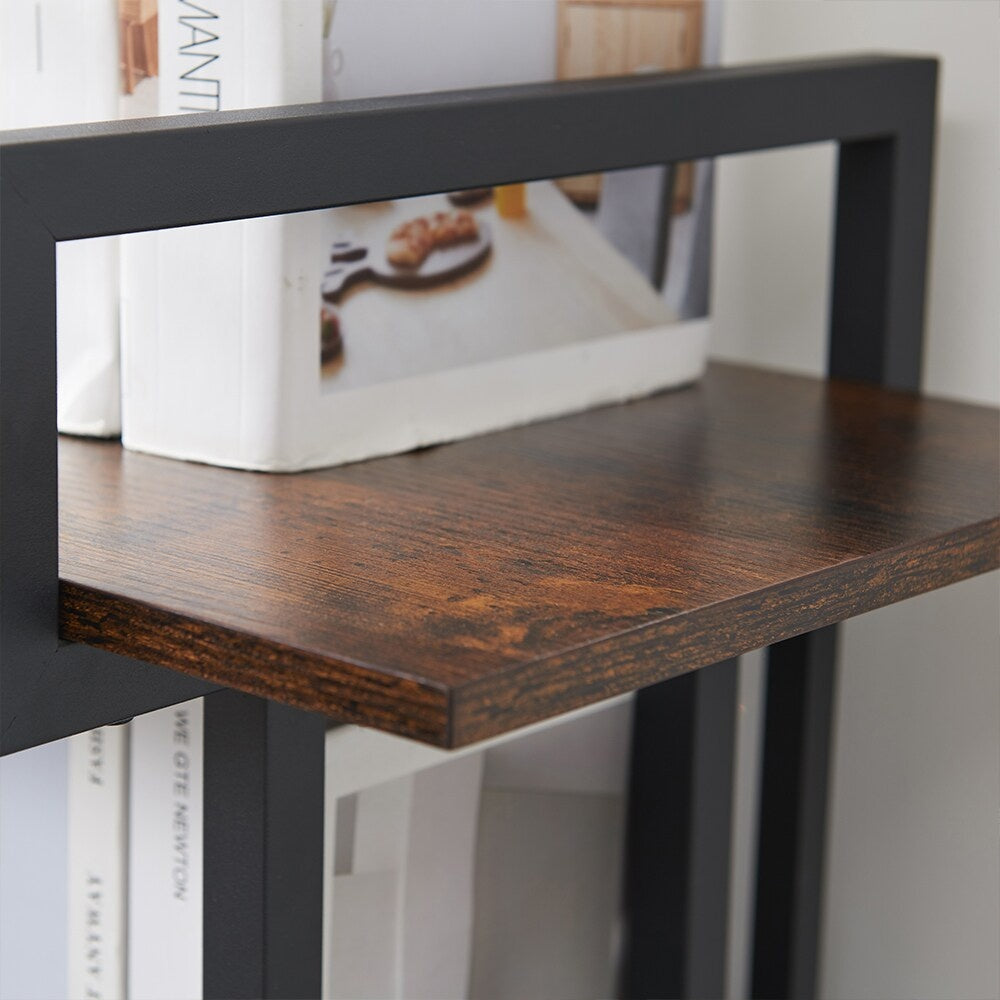 Modern Industrial Bookcase – 4-Tier Open Storage Shelf, Metal Frame & Wood Shelves