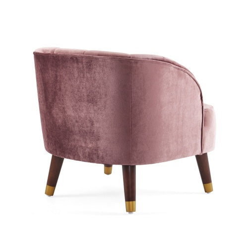 Upholstered Barrel Accent Chair With Wooden Legs - Blush, Orange, White