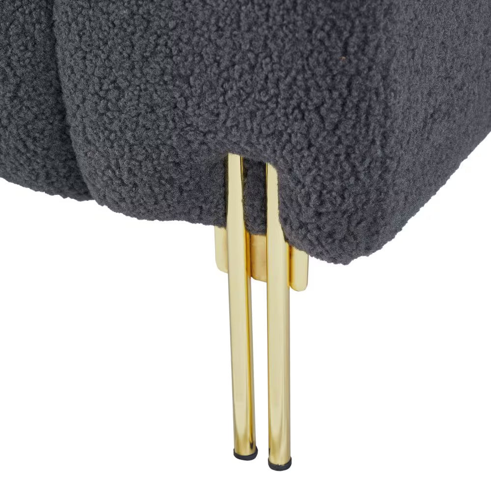 Grey Teddy Velvet Bedroom Bench – Plush Upholstered Accent Seating