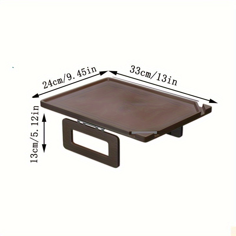 Sofa Armrest Tray Table – Natural Bamboo, Foldable Base with Double Bracket, No-Drill