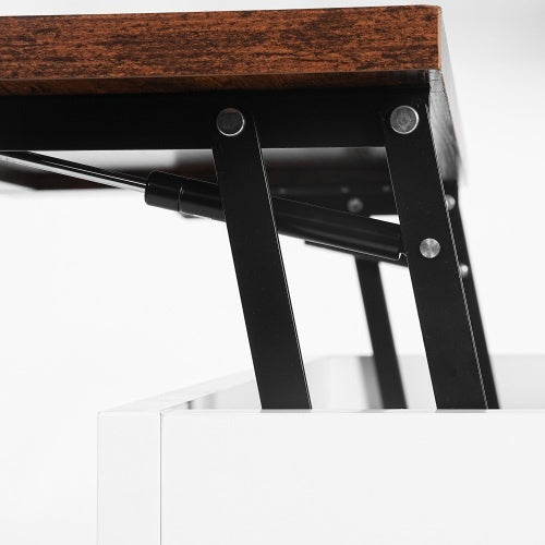 Multi-functional Lifting Coffee Table – Vintage White & Deep Walnut