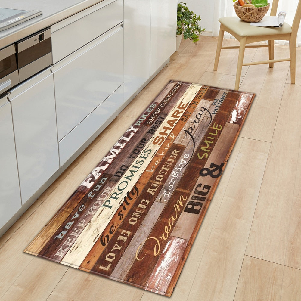 Nordic Anti-Slip Floor Mat – Wood Grain Doormat for Kitchen, Bathroom, or Hallway Entryway