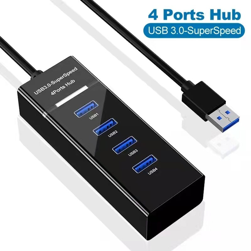 4-in-1 USB Hub Splitter – High-Speed USB 2.0/3.0 Adapter with Expansion Cable for Desktop & Laptop