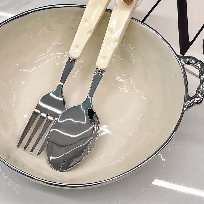 Stainless Steel Cutlery Set – Knife, Fork & Spoon with Cheese Wind Design | Elegant Tableware for Home & Gifting