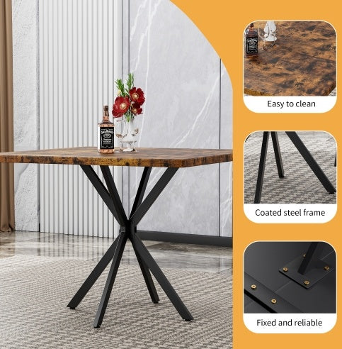 Mid-Century Modern Square Dining Table – Space-Saving