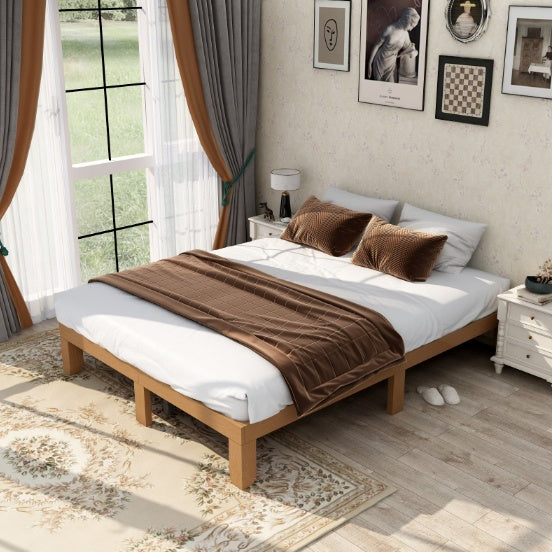 Queen Size Wood Platform Bed Frame – No Box Spring Needed, Strong Wood Slat Support, Easy Assembly
