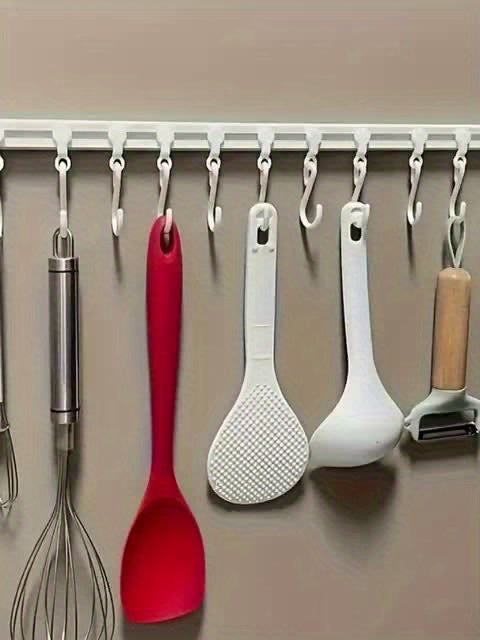 No-Drill Sliding Kitchen Storage Rack – Adhesive Organizer with Utility Hooks for Easy Installation