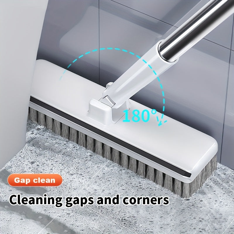 2-in-1 Rotating Long-Handle Cleaning Brush – Heavy-Duty ABS & Stainless Steel, No-Power Scrubber for Bathroom, Kitchen & More