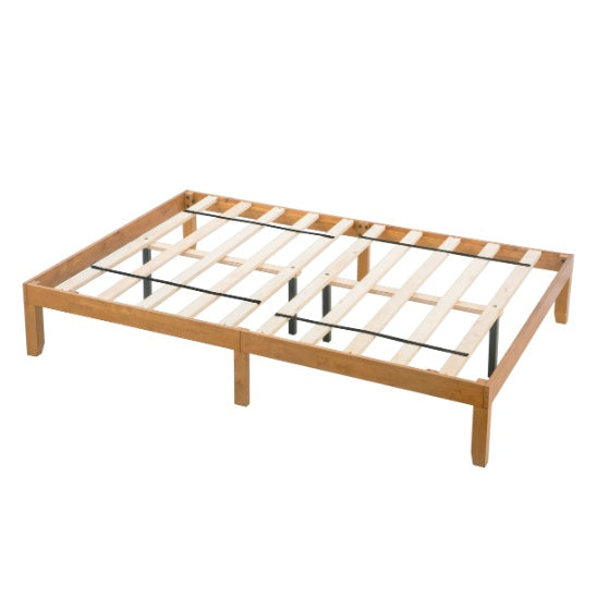 Queen Size Wood Platform Bed Frame – No Box Spring Needed, Strong Wood Slat Support, Easy Assembly