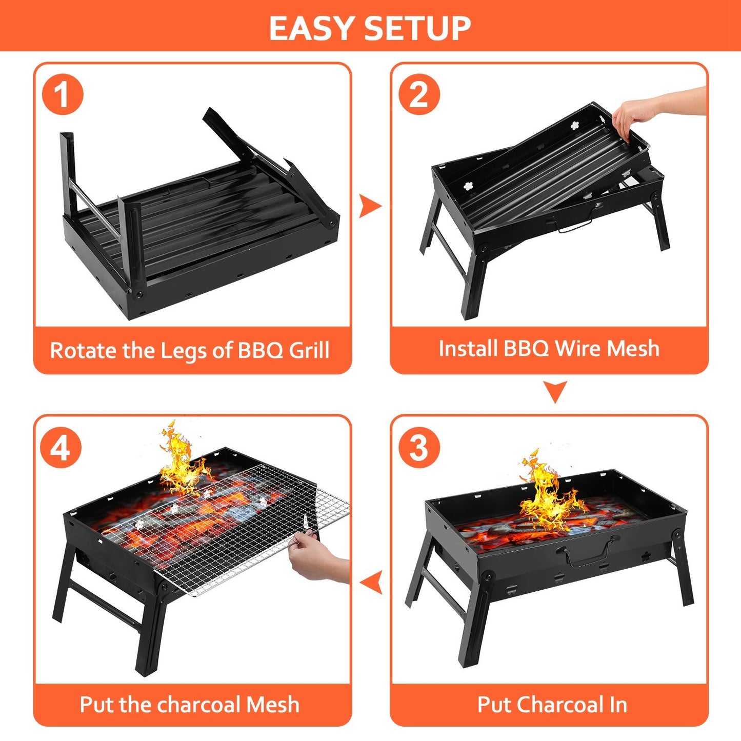Portable BBQ Grill Foldable Charcoal Grill