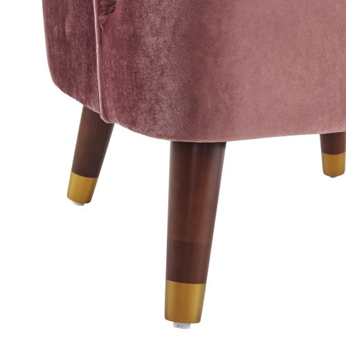 Upholstered Barrel Accent Chair With Wooden Legs - Blush, Orange, White