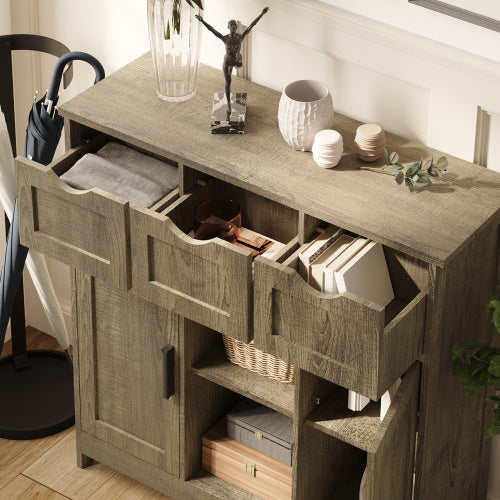 Wooden Storage Cabinet with Drawers and Shelves – Freestanding Accent Cabinet for Living Room, Bedroom, or Bathroom Décor