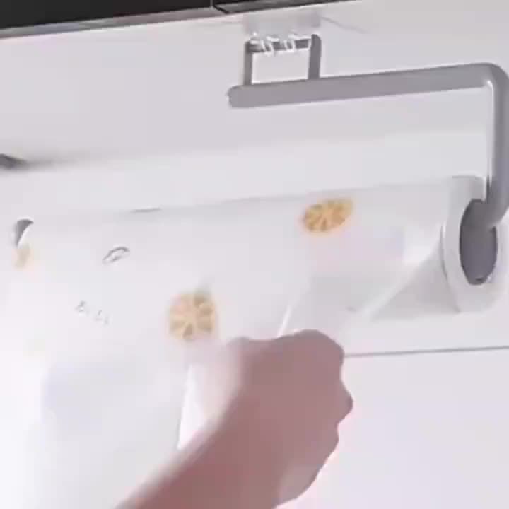 No-Drill, Space-Saving Organizer For Paper Towels, Plastic Wrap, And More