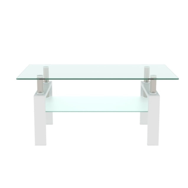Modern White & Clear Coffee Table – Stylish Side or Center Table for Living Room Furniture Décor
